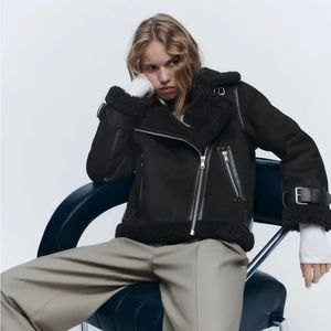 Zara black suede motor jacket